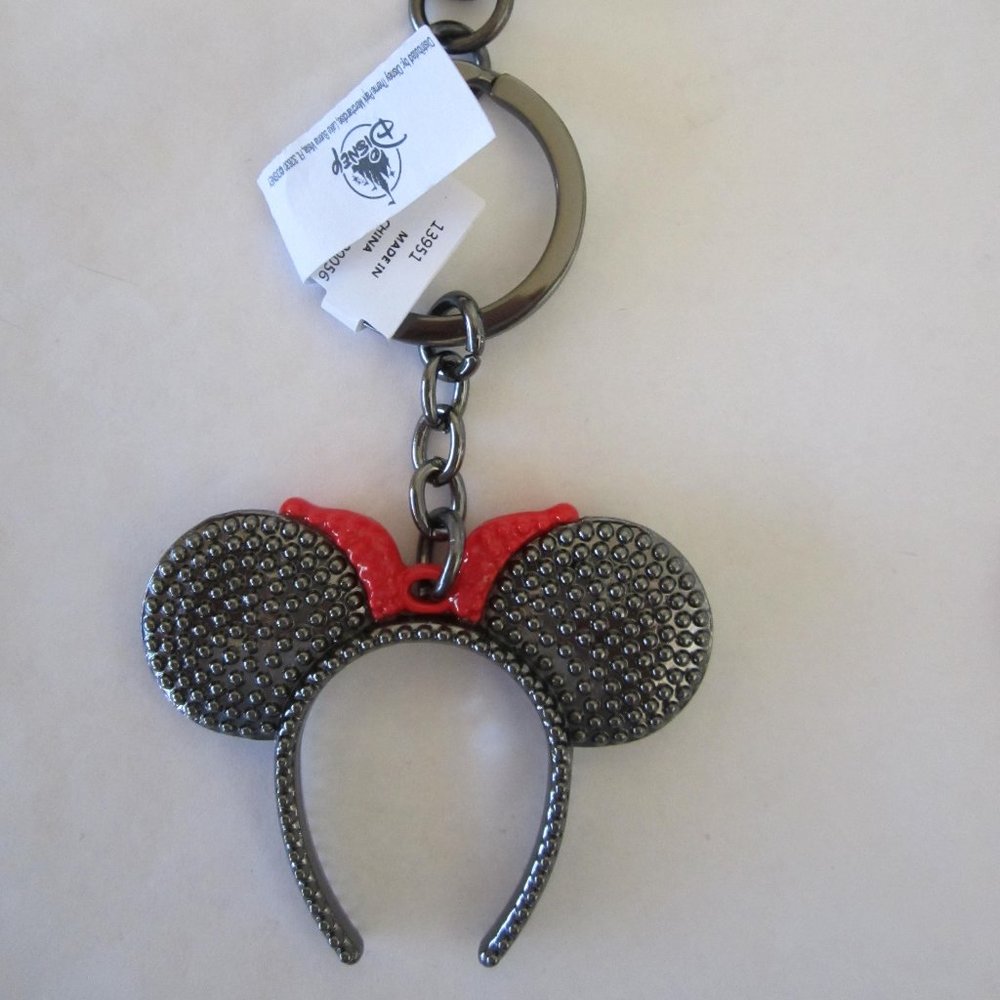 Disney Minnie Mouse Red Bow or Gold Bow Headband Ear Keychain - Picture 3 of 6